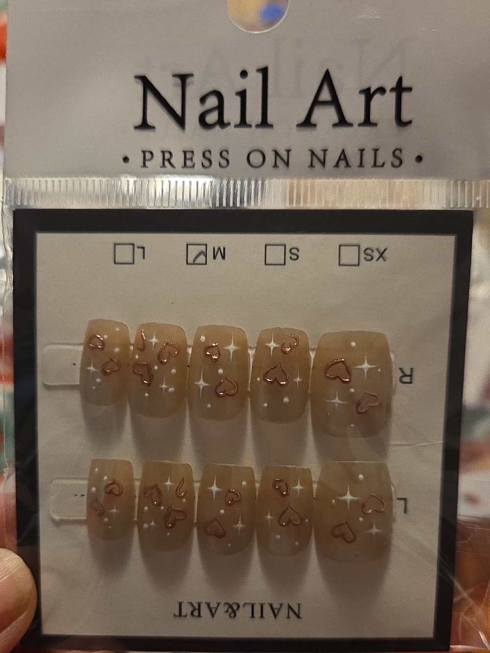 ♥️2 For $25♥️Nude Press-On Nails with Rose Gold Heart Accents Handmade